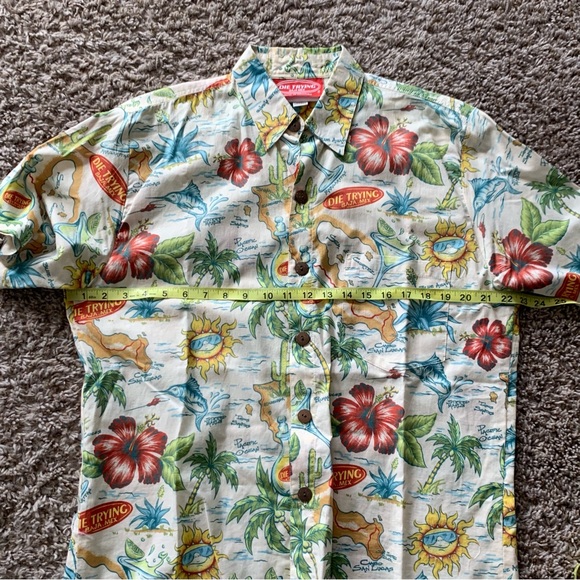 Die Trying Baja Mex Tropical design short sleeve Men’s button down size Large - Picture 6 of 9